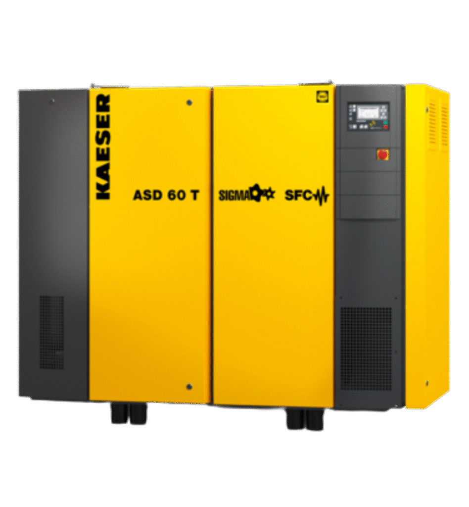 KAESER ASD 60T 30KW40HP Direct Driven @7.5 to 15 bar pressure mid-sized rotary screw air compressor deliver reliable performance and energy efficiency. 195CFM