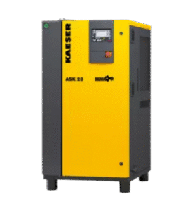KAESER ASK 28T 15KW/20HP (Belt Driven) @7.5 to 15 bar pressure Rotary Screw Air Compressorin compact design with refrigerated air dryer and air receiver tank. 101CFM.