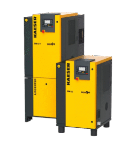 KAESER SM13T 7.5KW/10HP @7.5 to 15 bar pressure Rotary Screw Air Compressor in compact design with refrigerated air dryer and air receiver tank. 46CFM
