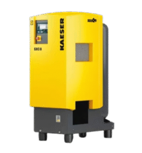 KAESER SXC8 5.5KW @7.5 to 15 bar pressure Rotary Screw Air Compressor in compact design with refrigerated air dryer and air receiver tank. 28CFM